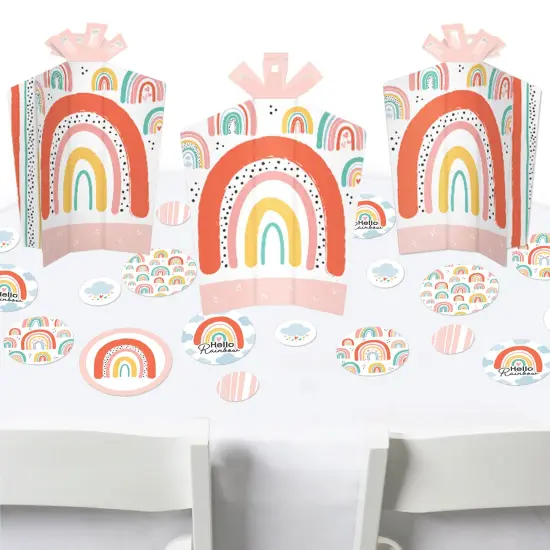 Big Dot of Happiness Hello Rainbow - Boho Baby Shower and Birthday Party Decor and Confetti - Terrific Table Centerpiece Kit - Set of 30 {1}