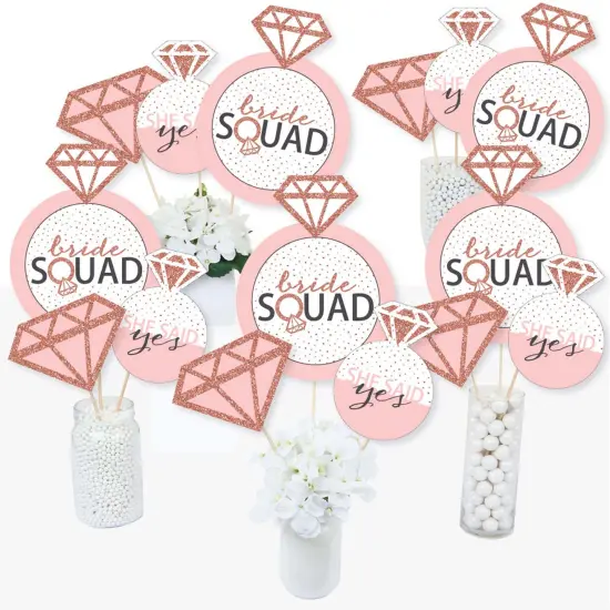 Big Dot of Happiness Bride Squad - Rose Gold Bridal Shower or Bachelorette Party Centerpiece Sticks - Table Toppers - Set of 15 {4}