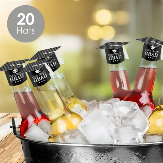 Big Dot of Happiness Graduation Cheers - DIY Grad Cap Graduation Party Bottle Topper Decorations - Set of 20 {3}