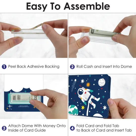 Big Dot of Happiness Blast Off to Outer Space - DIY Assorted Rocket Ship Baby Shower or Birthday Cash Holder Gift - Funny Money Cards - Set of 6 {4}