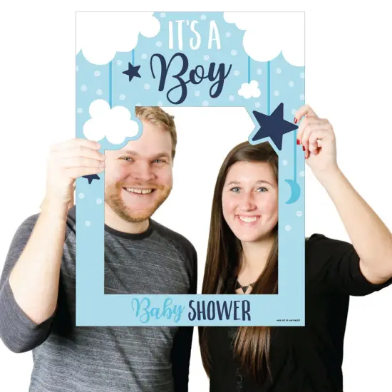 Big Dot of Happiness It's a Boy - Blue Baby Shower Selfie Photo Booth Picture Frame and Props - Printed on Sturdy Material {4}