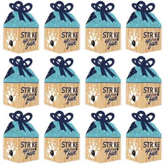 Big Dot of Happiness Strike Up the Fun - Bowling - Square Favor Gift Boxes - Birthday Party or Baby Shower Bow Boxes - Set of 12 {6}
