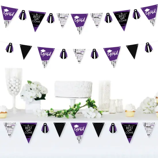 Big Dot of Happiness 30 Piece Purple Graduation Party Pennant Triangle Banner {3}