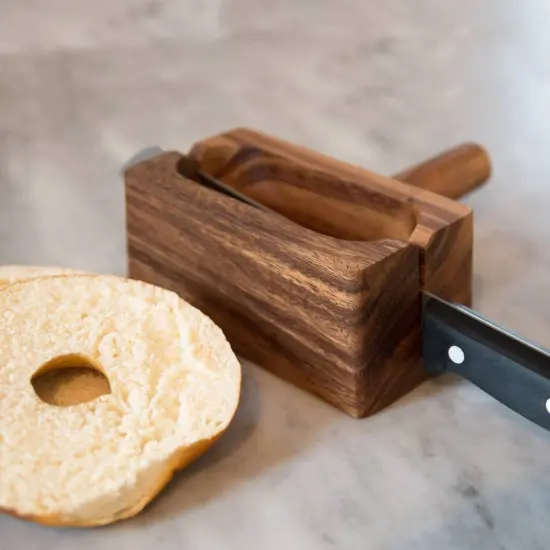 Ironwood Gourmet 28330 Local 338 Bagel Miter, Acacia Wood, 7 x 5.5 x 2.5 inches {6}