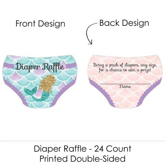 Big Dot of Happiness Let's Be Mermaids - Diaper Shaped Raffle Ticket Inserts - Baby Shower Activities - Diaper Raffle Game - Set of 24 {3}