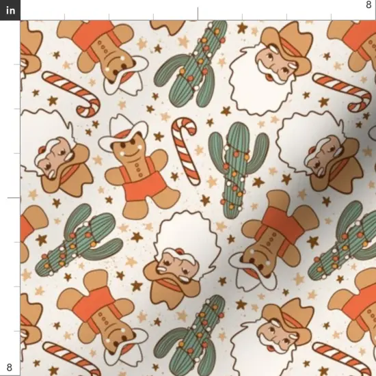 Various Fabrics by the Yard or Fat Quarter Christmas Kitsch Santa Western Cowboy Cactus Candy Cane Cookie Gingerbread Custom Printed Fabric by Spoonflower {4}