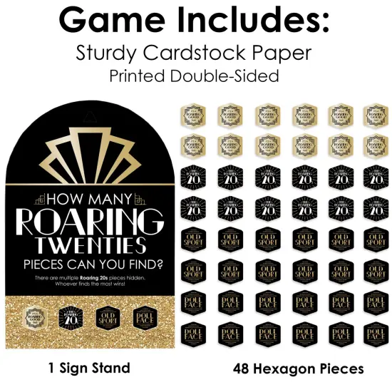 Big Dot of Happiness Roaring 20&rsquo;s - 1920s Art Deco Jazz Party Scavenger Hunt - 1 Stand and 48 Game Pieces - Hide and Find Game {6}