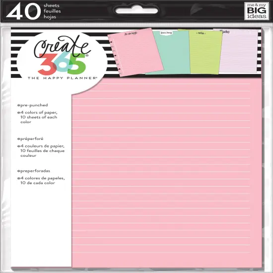 Happy Planner Medium Fill Paper 40/Pkg-Colored {1}