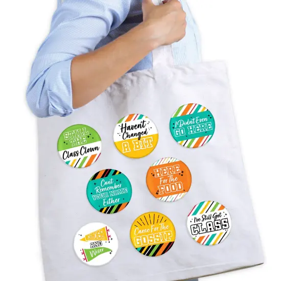 Big Dot of Happiness Still Got Class - 3 inch High School Reunion Party Badge - Pinback Buttons - Set of 8 {3}