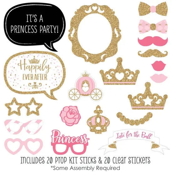 Big Dot of Happiness Little Princess Crown - Pink and Gold Princess Baby Shower or Birthday Party Photo Booth Props Kit - 20 Count {3}