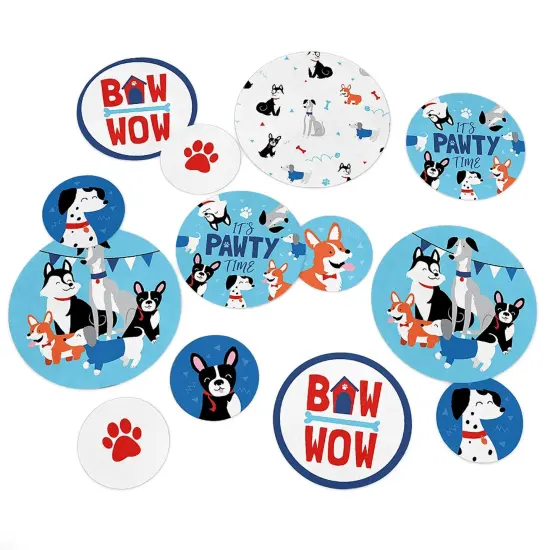 Big Dot of Happiness Pawty Like a Puppy - Dog Baby Shower or Birthday Party Giant Circle Confetti - Party Decorations - Large Confetti 27 Count {1}