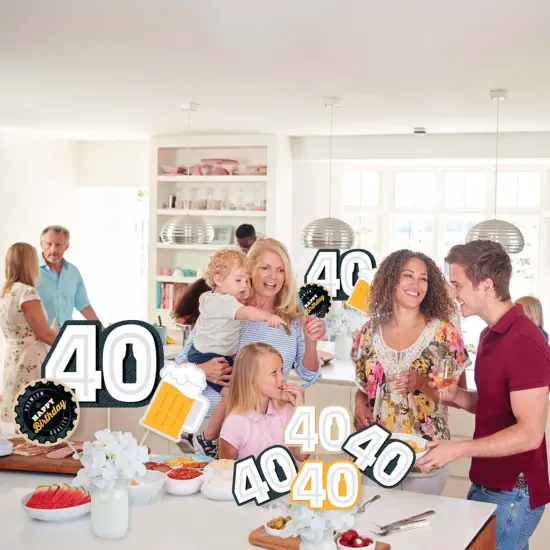Big Dot of Happiness Cheers and Beers to 40 Years - 40th Birthday Party Centerpiece Sticks - Showstopper Table Toppers - 35 Pieces {6}