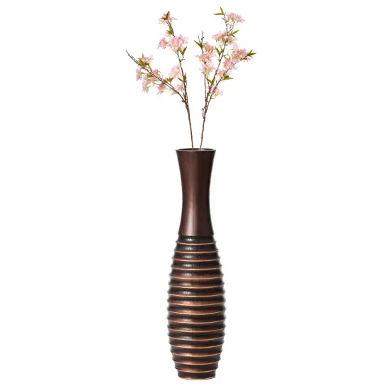 Elegant Decorative Tall Trumpet Shape Floor Vase in Brown - Modern Home D&eacute;cor Accent, Sleek Tall Floor Vase for Living Room, Entryway, or Dining Room, Perfect for Dried Flowers or Silk Arrangements {4}