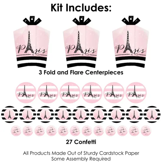 Big Dot of Happiness Paris, Ooh La La - Paris Themed Baby Shower or Birthday Party Decor and Confetti - Terrific Table Centerpiece Kit - Set of 30 {4}