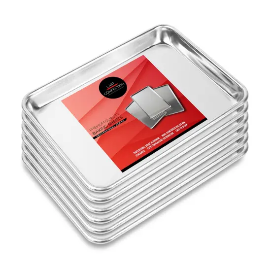 Last Confection 6 Cookie Baking Sheets - Rimmed Aluminum Jelly Roll Trays {1}