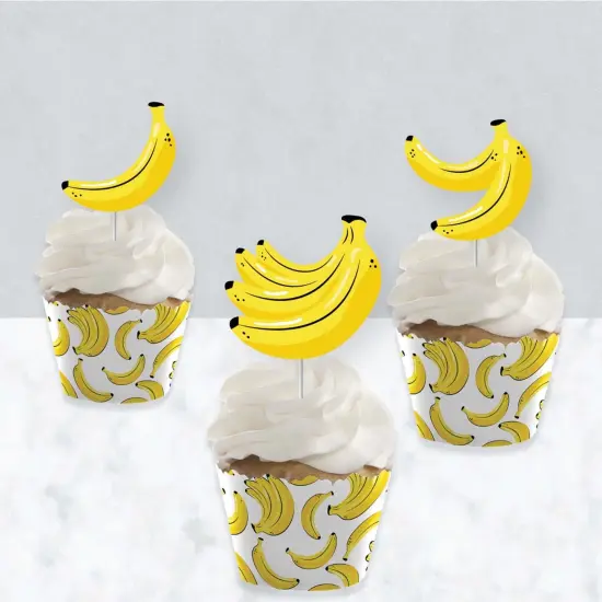 Big Dot of Happiness Let's Go Bananas - Cupcake Decoration - Tropical Party Cupcake Wrappers and Treat Picks Kit - Set of 24 {4}