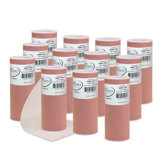 Pack of 12 Decorative Matte Tulle Spool of 6 Inch X 25 Yards Pink {2}