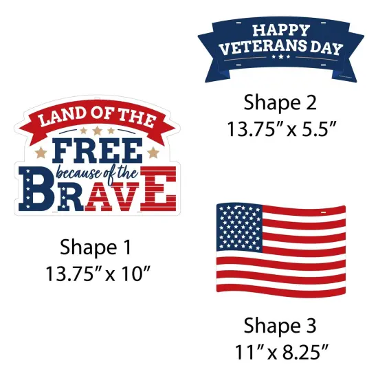 Big Dot of Happiness Happy Veterans Day - Hanging Porch Patriotic Outdoor Decorations - Front Door Decor - 3 Piece Sign {7}