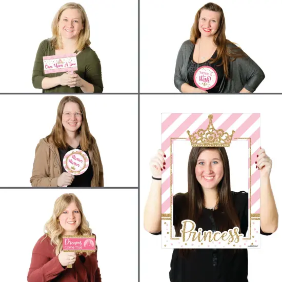 Big Dot of Happiness Little Princess Crown - Baby Shower or Birthday Party Selfie Photo Booth Picture Frame & Props - Printed on Sturdy Material {3}