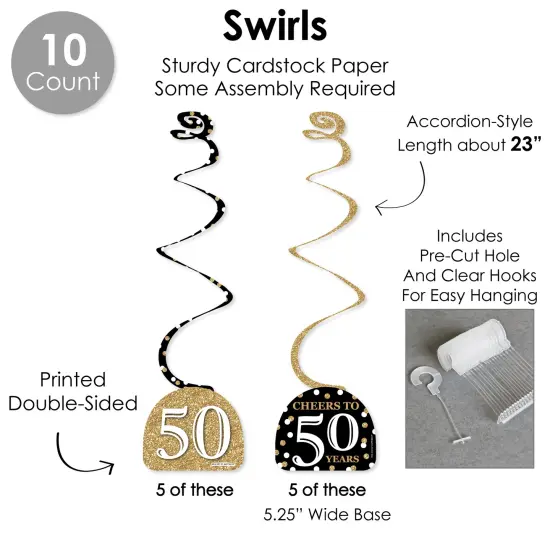 Big Dot of Happiness Adult 50th Birthday - Gold - Birthday Party Supplies Decoration Kit - Decor Galore Party Pack - 51 Pieces {6}