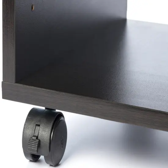 Wooden Office Storage Printer Stand with Wheels Black {5}