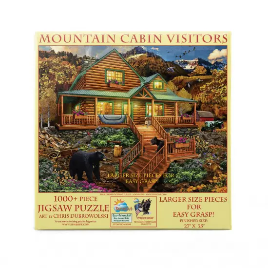 Sunsout Mountain Cabin Visitors 1000 pc Large Pieces Jigsaw Puzzle 46008 {4}