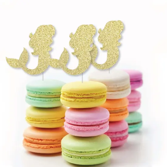 Big Dot of Happiness Gold Glitter Mermaid - No-Mess Real Gold Glitter Cut-Outs - Baby Shower or Birthday Party Confetti - Set of 24 {6}