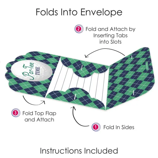 Big Dot of Happiness Par-Tee Time - Golf - Fill-In Cards - Birthday or Retirement Party Fold and Send Invitations - Set of 8 {6}