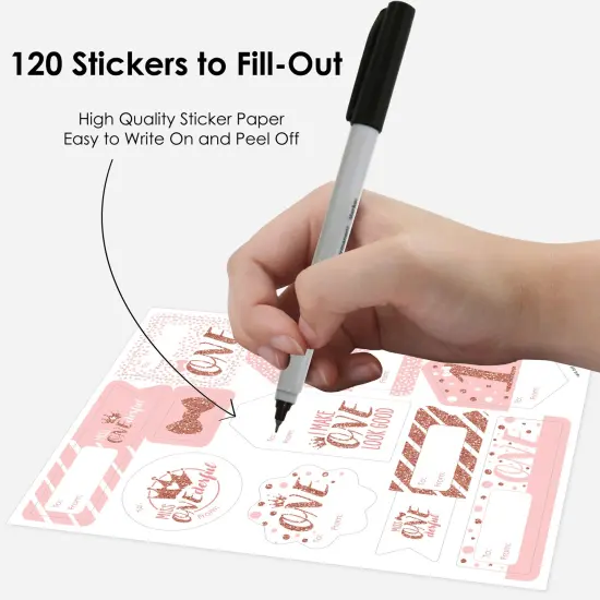 Big Dot of Happiness 1st Birthday Little Miss Onederful Assorted Girl First Birthday Party Gift Tag Labels To and From Stickers 12 Sheets 120 Stickers {4}