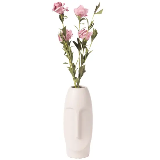 9.5" H Decorative Ceramic Abstract Face Modern Statue Sculpture Flower Centerpiece Vase Bone White {3}