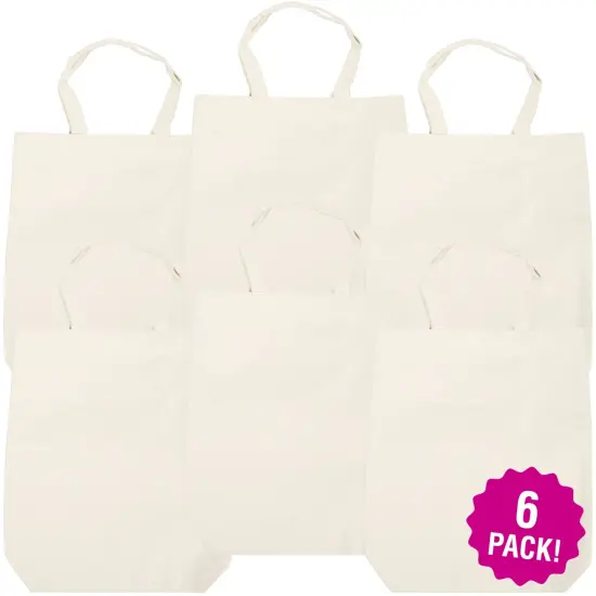 Multipack of 6 - Canvas Tote Bag 14"X4"X16"-Natural {1}