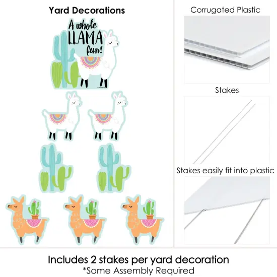 Big Dot of Happiness Whole Llama Fun - Yard Sign & Outdoor Lawn Decorations - Llama Fiesta Baby Shower or Birthday Party Yard Signs - Set of 8 {6}