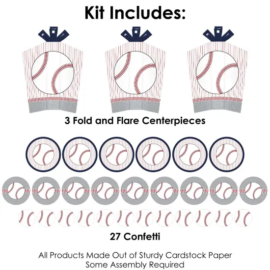 Big Dot of Happiness Batter Up - Baseball - Baby Shower or Birthday Party Decor and Confetti - Terrific Table Centerpiece Kit - Set of 30 {4}