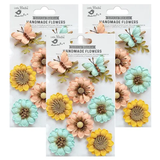 Pack of 3 - Little Birdie Arcadia Paper Flowers 8/Pkg-Sunshine And Lemonade {1}