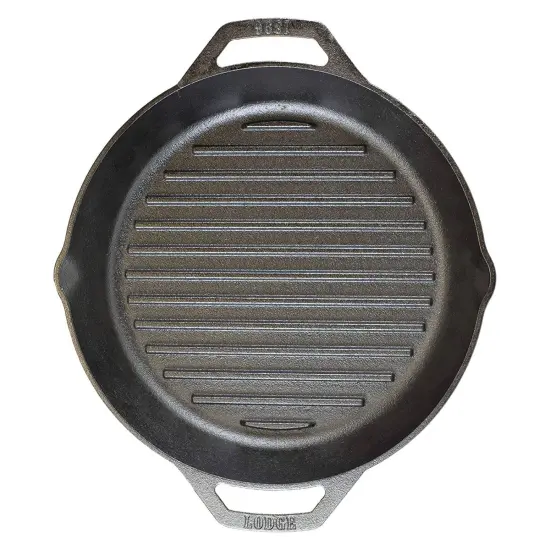 Lodge Cast Iron Grill Pan for Indoor/Outdoor Use, Dual Handles, Pre-seasoned and Made in USA, 12 inch {3}