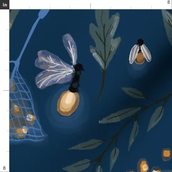 Various Fabrics by the Yard or Fat Quarter Fireflies Summer Bugs Picnic Outdoors Glass Jar Stars Nighttime Swirl Wishing Cute Custom Printed Fabric by Spoonflower {4}