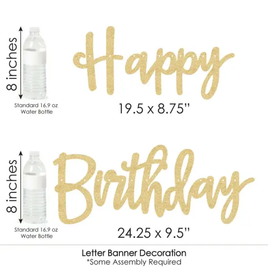 Big Dot of Happiness Let's Be Mermaids - Birthday Party Letter Banner Decor - 36 Cutouts and No-Mess Real Gold Glitter Happy Birthday Banner Letters {7}