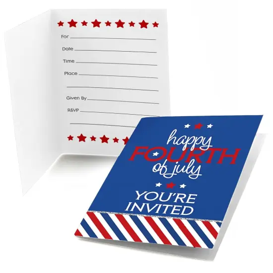 Big Dot of Happiness 4th of July - Fill-in Independence Day Party Invitations (8 Count) {1}
