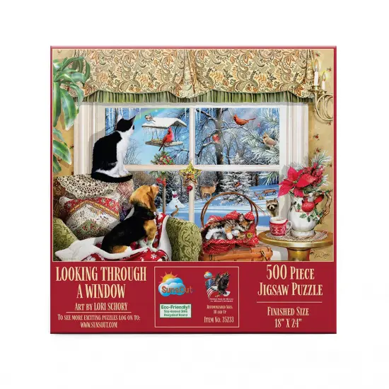 Sunsout Looking Through a Window 500 pc Christmas Jigsaw Puzzle 35233 {4}