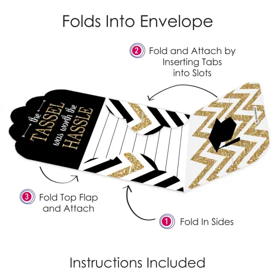 Big Dot of Happiness Tassel Worth The Hassle - Gold - Fill-In Cards - Graduation Party Fold and Send Invitations - Set of 8 {6}