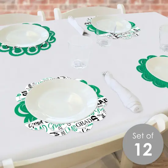Big Dot of Happiness Green Grad - Best is Yet to Come - Green Graduation Party Round Table Decorations - Paper Chargers - Place Setting For 12 {3}