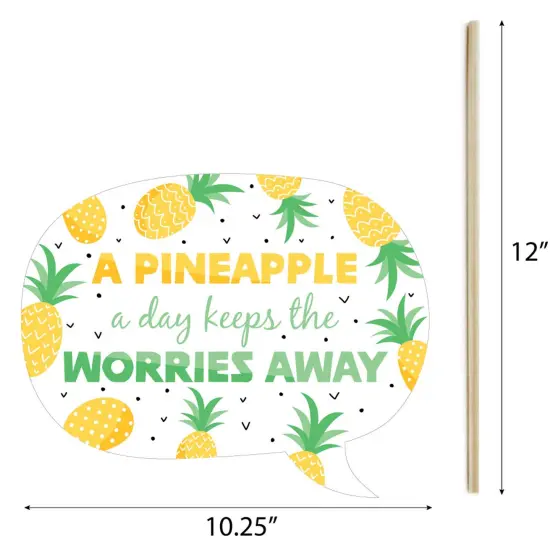 Big Dot of Happiness Tropical Pineapple - Summer Party Photo Booth Props Kit - 20 Count {7}