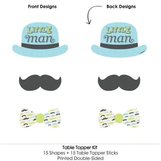 Big Dot of Happiness Dashing Little Man Mustache Party - Baby Shower or Birthday Party Centerpiece Sticks - Table Toppers - Set of 15 {6}