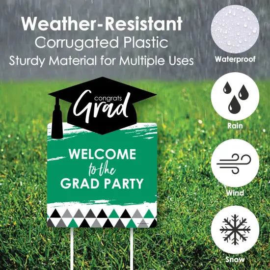 Big Dot of Happiness Green Graduation Party Decorations - Grad Party Welcome Yard Sign {4}
