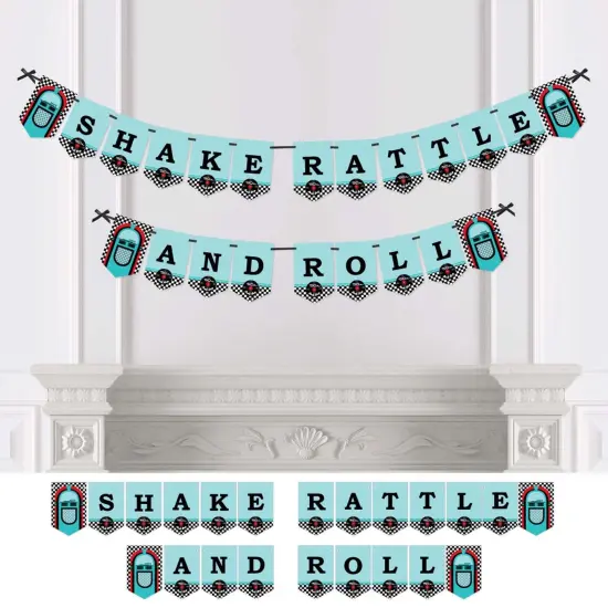 Big Dot of Happiness 50's Sock Hop - 1950s Party Bunting Banner - Rock N Roll Party Decorations - Shake Rattle and Roll {1}