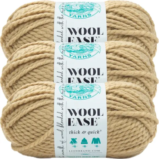 (3 Pack) Lion Brand Wool-Ease Thick & Quick Yarn - Peanut {1}