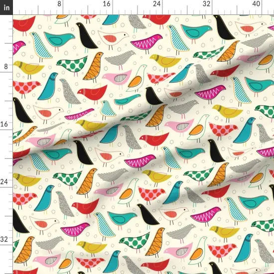 Various Fabrics by the Yard or Fat Quarter Mod, Rainbow, Bird, Nursery, Scandinavian, Gender Neutral, Yellow, Midcentury Custom Printed Fabric by Spoonflower {1}