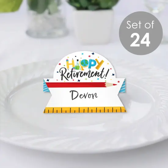 Big Dot of Happiness Teacher Retirement - Happy Retirement Party Tent Buffet Card - Table Setting Name Place Cards - Set of 24 {3}