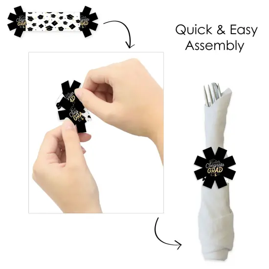 Big Dot of Happiness Goodbye High School, Hello College - Graduation Party Paper Napkin Holder - Napkin Rings - Set of 24 {6}