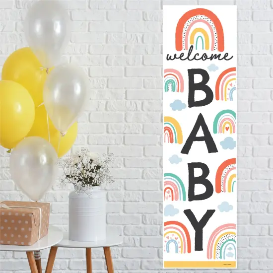 Big Dot of Happiness Hello Rainbow - Boho Baby Shower Front Door Decoration - Vertical Banner {1}